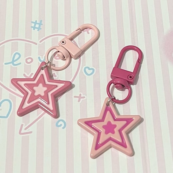 e Pentagram Pendant Nøglering Girl Students Star Nøglering Bagside Black