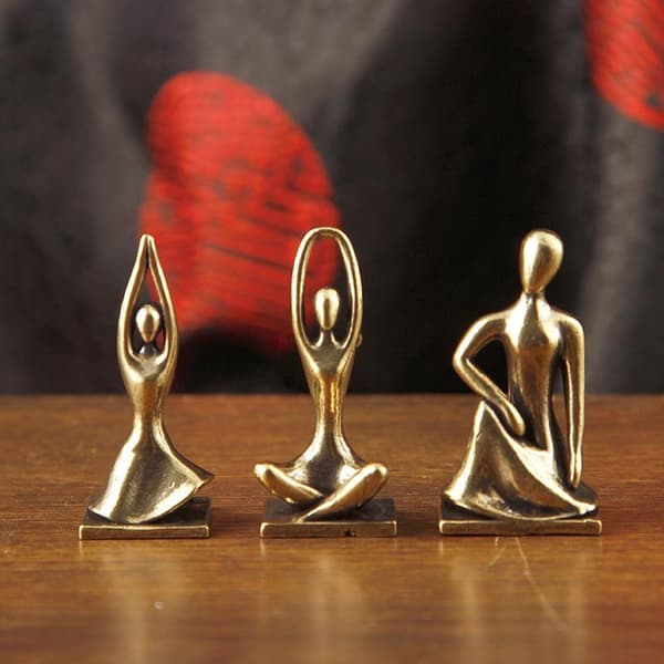 Mässing Yoga Flicka Staty Heminredning Figur Prydnad Abstrakt Char A1