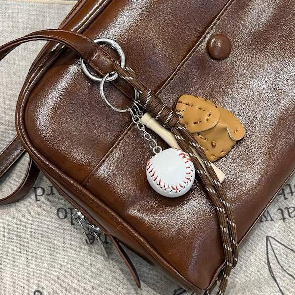 Mini Baseballhandske Træ Bat Nøglering Dametaske Tilbehør