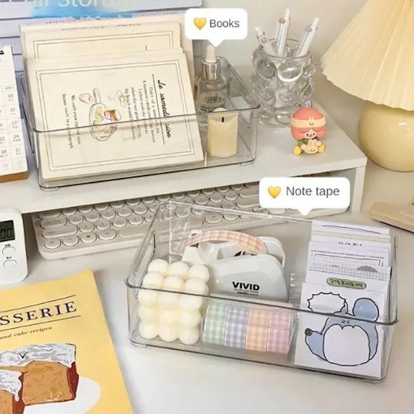 Akryl opbevaringsboks skrivebord kosmetik transparent plastikboks D A3
