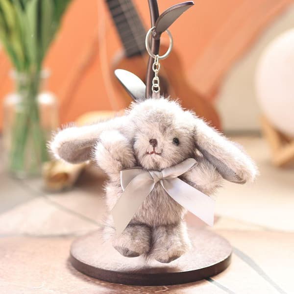 1 st gosedjur e tecknad nyckelring kärlek pompom prydnad leksak Beige