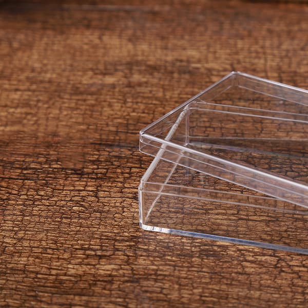 Mini rektangulær boks gjennomsiktig plast godteri smykker Pakke