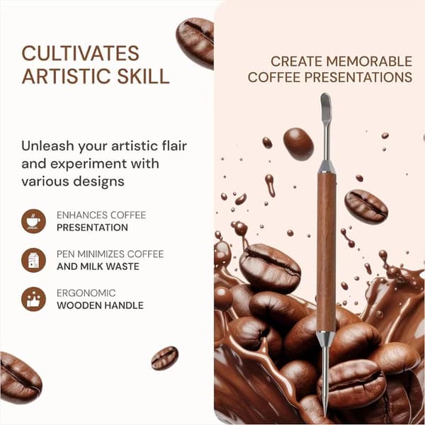 Kaffe Latte Art Udsøgt Professionel Hæklenål Udskåret Fl Silver