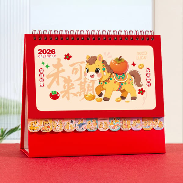 Stil 2026 Hest Panda Skrivebordskalender Spiralinnbinding Hesteår C A6