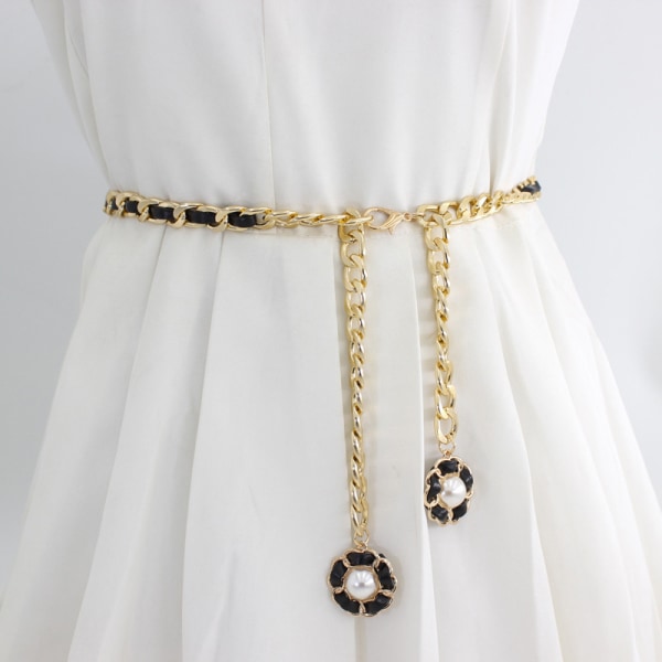 Metall midja kedja justerbar klänning Bälte Pearl dekorativa kläder White  d2dd | White | Fyndiq