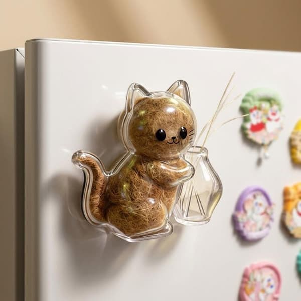 Transparent kattårförvaring kylskåpsmagnet DIY husdjurshår S
