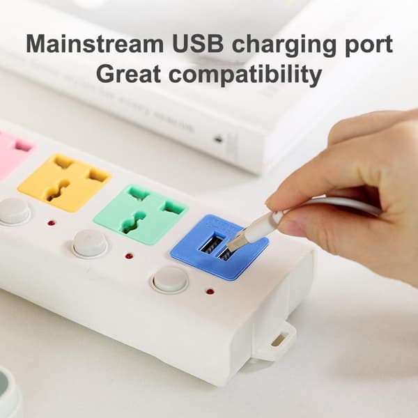 Multifunksjonell stikkontakt Slitesterk 2/3/5/6/8M USB-lader med USB A2