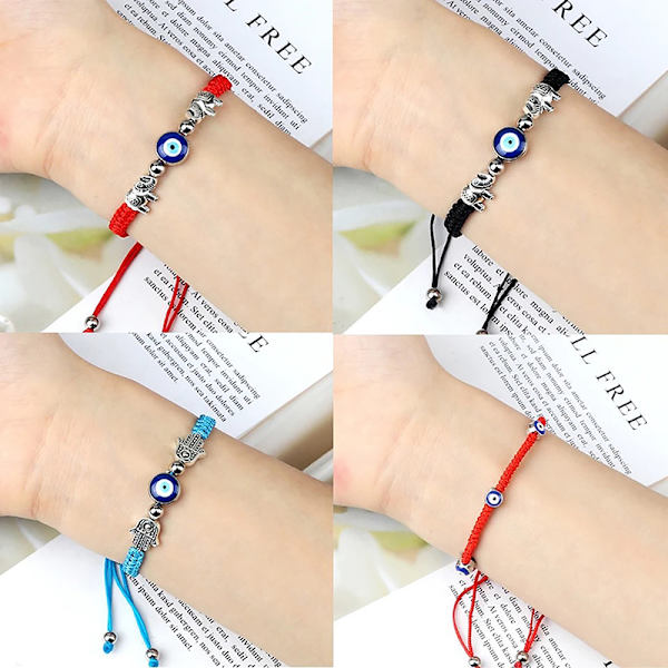 Nytt Evil Eye flätat armband Lucky Röd Svart Färg Tråd Coup A2
