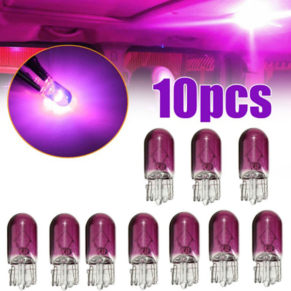 10 stk Lilla T10 12V 5W Bilinteriør Dashboard Dash Panel Måler Purple