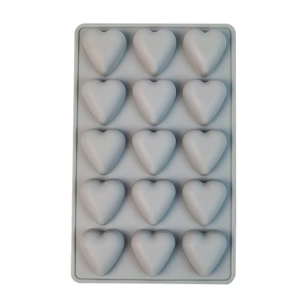 15 hålrum hjärtformad silikonbakform DIY chokladform Pink
