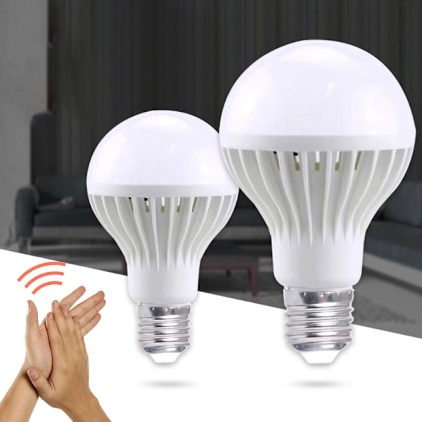 E27 220V LED ljudsensorlampa LED lampa 3w 5w 7w 9w 12w kall Wh 12W