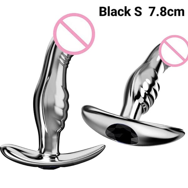 1 st metall dildo analplugg prostatastimuleringsmassageverktyg annons Dark Blue L