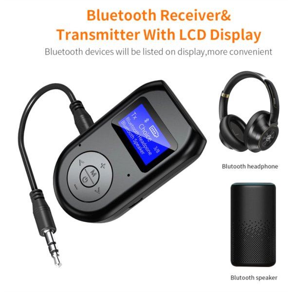 3-in-1 Bluetooth-yhteensopiva vastaanotin, lähetin, langaton BT 5.