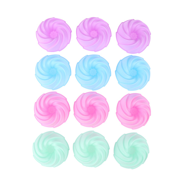 6 stk Swirl Shape Silikone Cupcake Liners Bagekopper Non-Stick 6Pcs