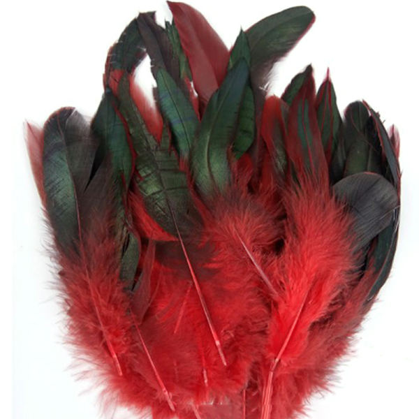50 Stk Parti Naturlig Farve Hanefjer 6-8 Tommer Fasan Chic Red