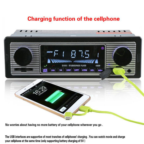 Bluetooth Retro Bilradio MP3-spelare Stereo USB AUX Klassisk bil