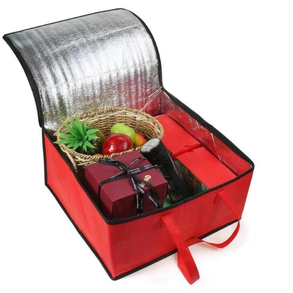 Bärbar lunchkylväska vikbar isolering picknick ispaket T Red