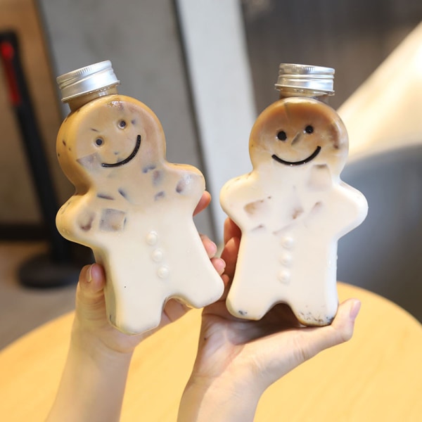 500 ml Gingerbread Man -pullo karhun muotoinen muovinen juomakuppi Chris Transparent Bottle