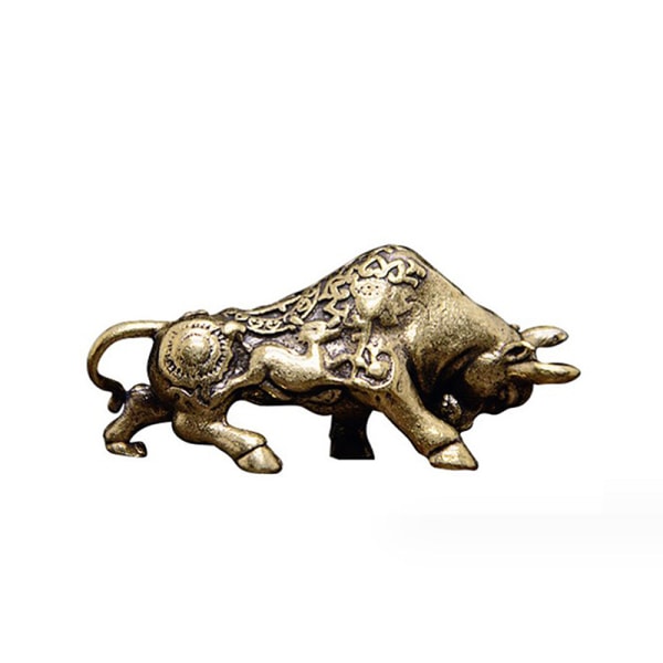 Messing Lucky Bullfighting Statue Hjem Ornamenter Kobber Dyr Mi