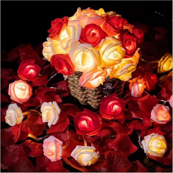 3 meter 20 LED Rosblommor Ljusslinga Batteridriven Romantisk White