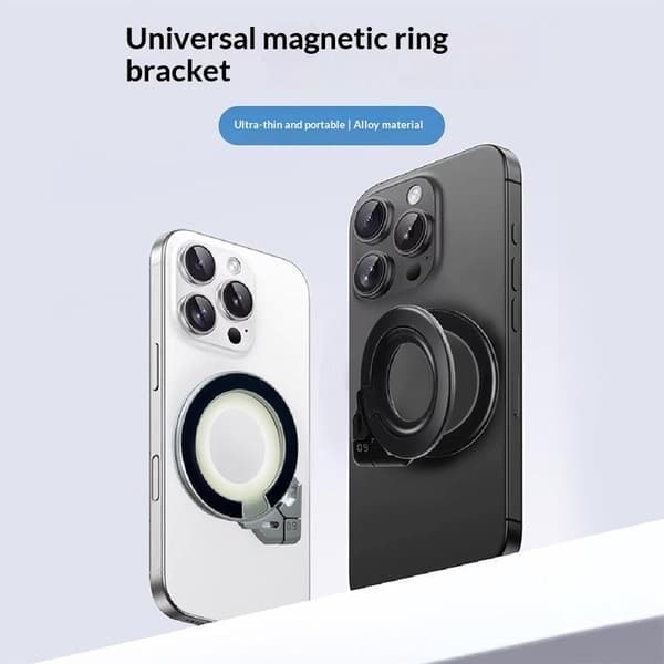 Aluminiumslegering Magnetisk Ring Telefonholder Ultratynd Stærk Magnet Black