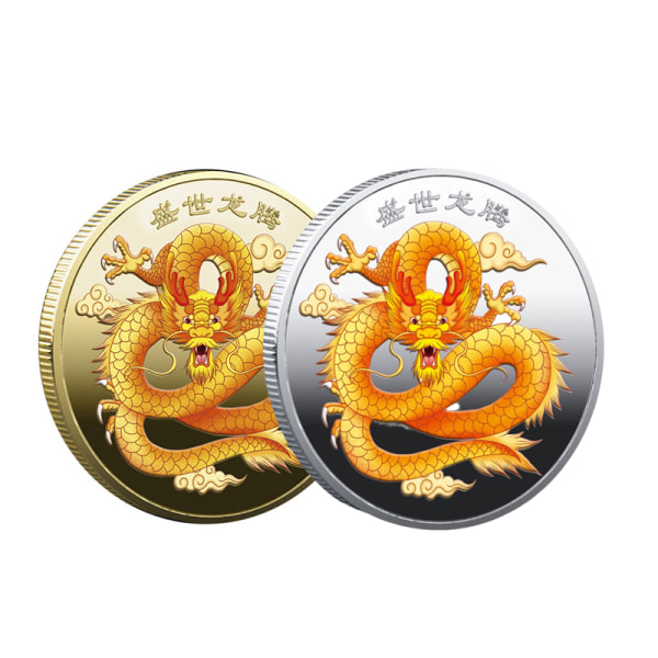 1 stk Prosperity Dragon minnemynttradiasjon Kina Masc Gold