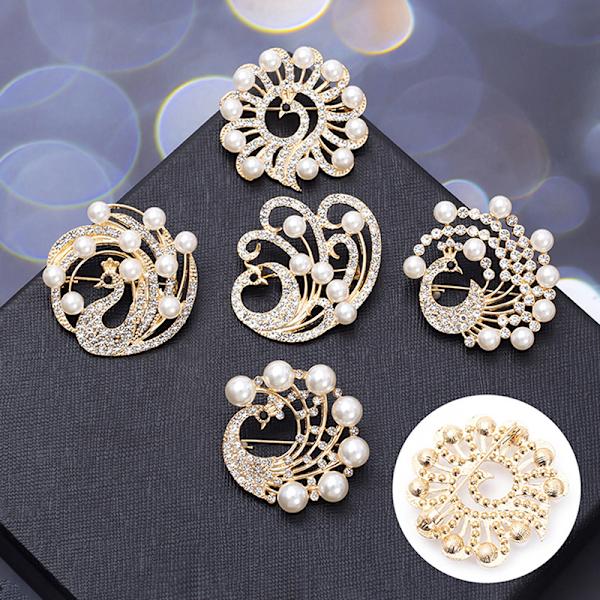 Pearl Rhinestone Peacock Brosje Dyr Corsage Brosjer Bryllup A3