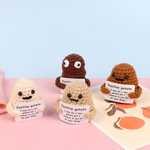 Hauska Positive Potato e Wool Knitting Nukke Positive Card K kanssa A4