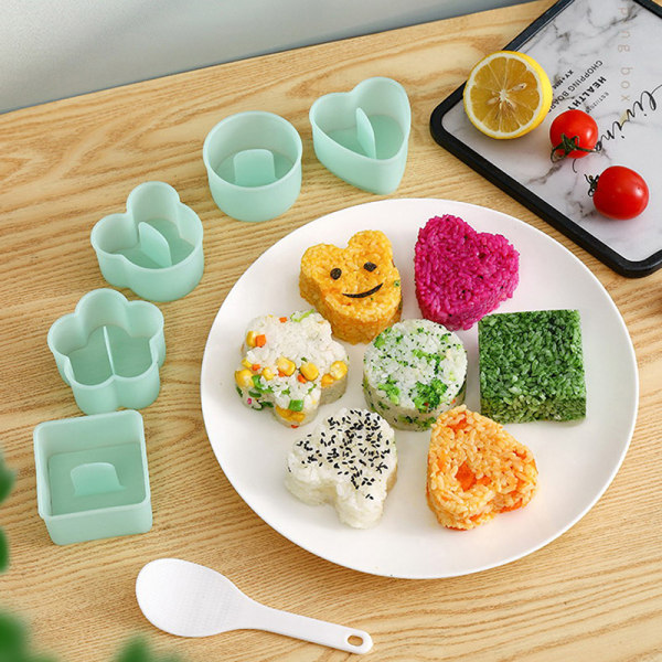 5 stk Cartoon Shape Risbold Sæt Sushi Form Bento Stamper Kitc Blue