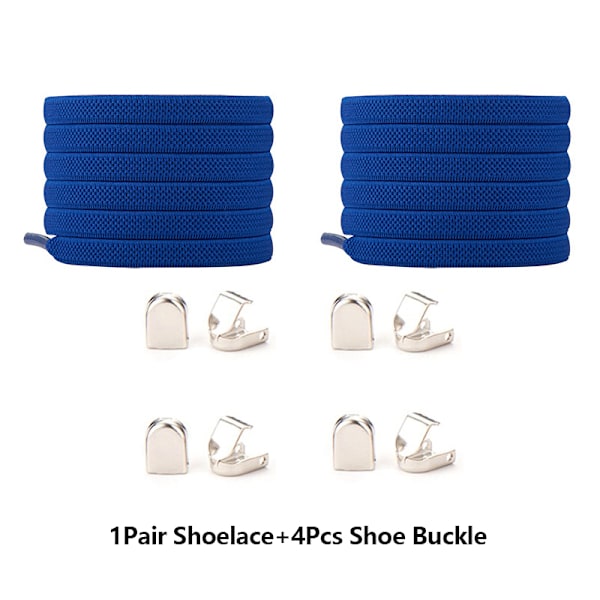 1Set No Tie Elastiskt skosnöre med skospänne Fritidssneakers U Blue