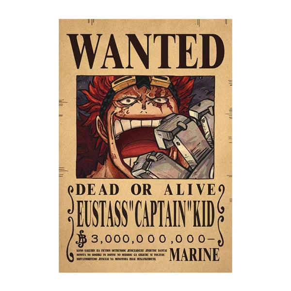 Affisch One Piece Wanted Wanted Affisch Luffy Paper Vintage Poste A