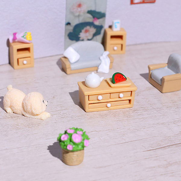 Dukkehus Miniaturemøbler Sofastol Skrivebordsstol DIY Dollh E