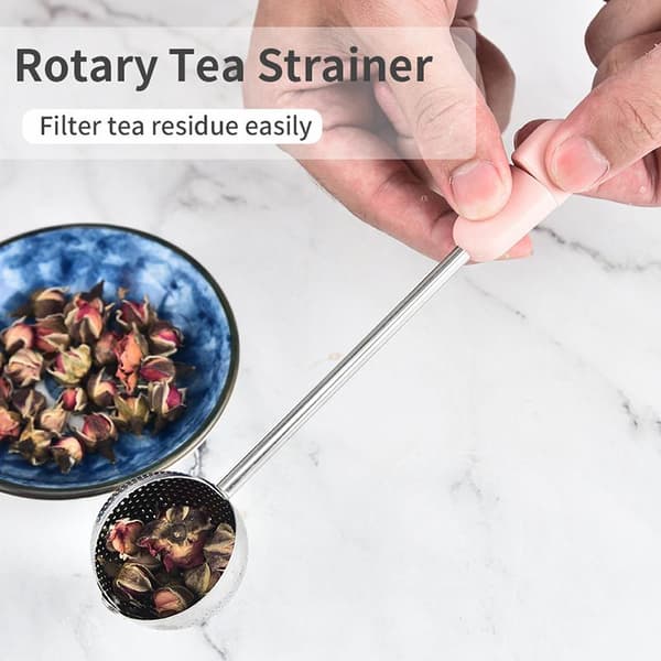 Tekugle-infuser med langt håndtag i rustfrit stål, genanvendelig si Gold