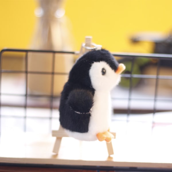 Plys vedhæng Blød lethængende Mini Eyes Penguin Plys Keychai Black