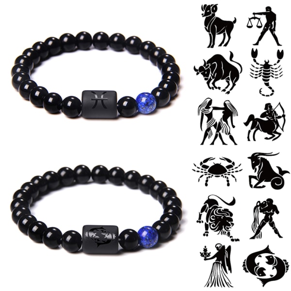 12 Stjernetegn Stjernetegn Perler Par Armbånd Naturlig Libra