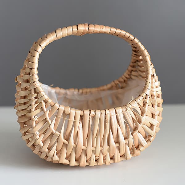 Liten blomsterkurv Willow Rattan Vevd kurv Wicker Half Moon A