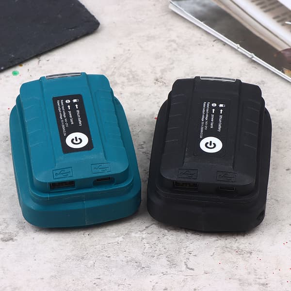 Power Bank Adapter LED-lys til Mak 14.4V/18V Li-batteri USB+T Blue 2 USB
