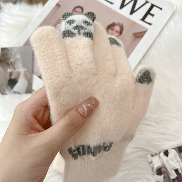 Ridehandsker Touch Five Fingers e Warm Thickened Cold Knitted D