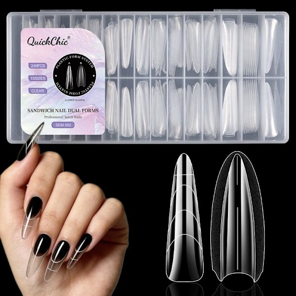 240 stk. Dual Forms False Tips Fuld Dækning Poly Neglegelforme Til A2