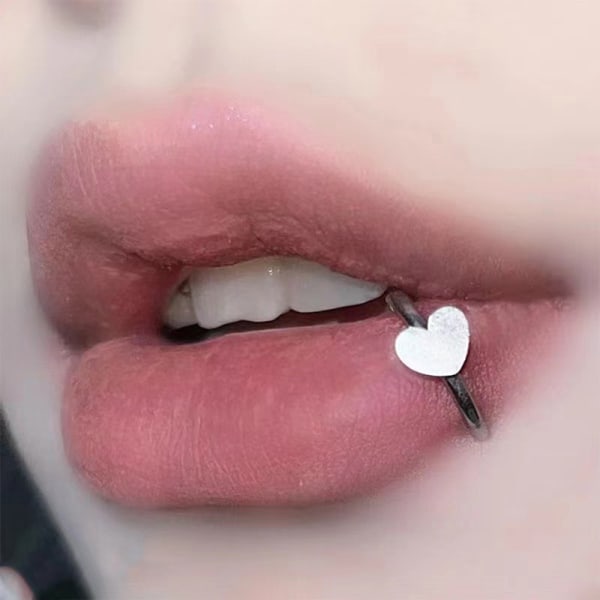Naisten Love Cross Labial Ring -huulirengas Titaaniteräsvartalopiirakka B