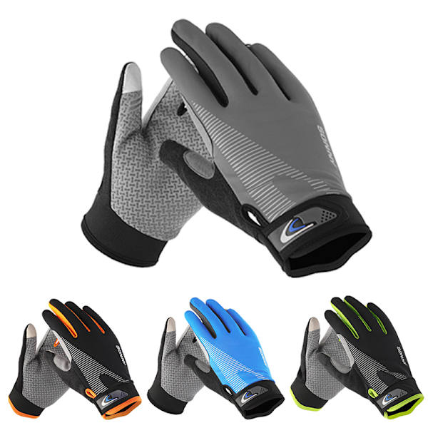 Unisex Cykelhandske Full Finger Touch Andningsbar cykling Gray