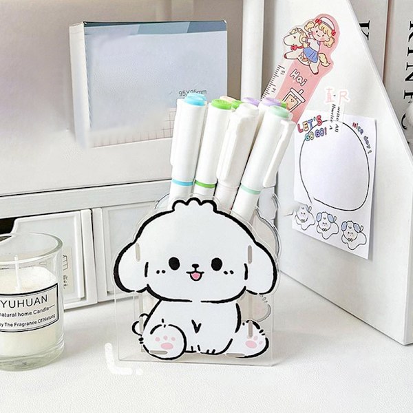 Creative Cartoon Acryl Pen Container Desktop smykker Organiser A3