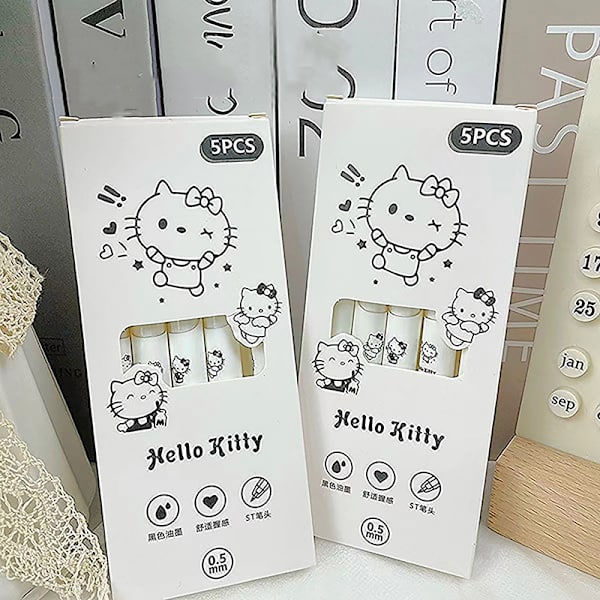 5 st Kawaii Pen Black Ink Gel Pens Estetisk brevpapper Pen Set A2