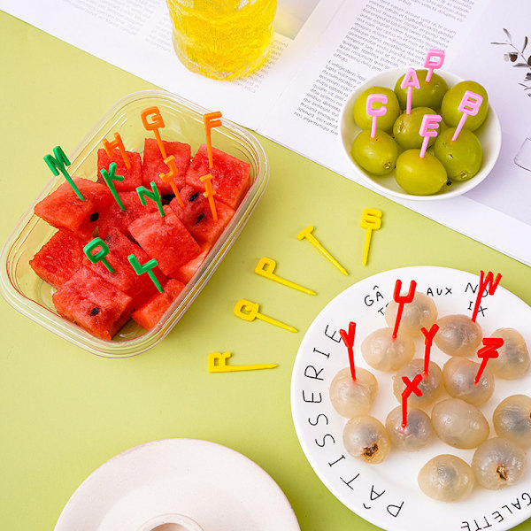Bento Grönsaksporslin e Mini Barn Bokstav Fruktgafflar T Multicolor