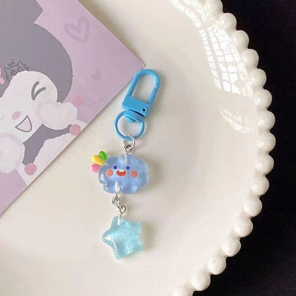 e Cartoon Luminous Cloud Star nøkkelring Par Bag Pendant Jewel A2
