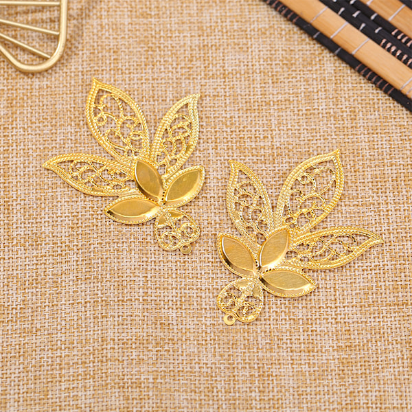 Gold Leaf Flower Connectors Järn Filigran Wraps DIY Scrapbook H