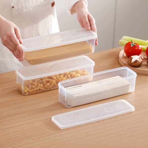 1 stk rektangulær forseglet pasta spaghettiboks Kjøleskapsoppbevaring Transparent