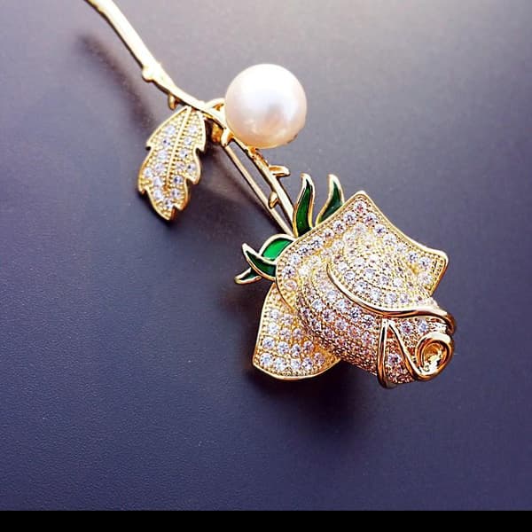Mote Rhinestone Rosett Blomst Perle Brosjer For Kvinner Smykker 1pc