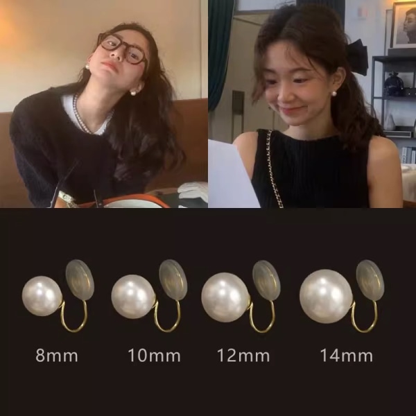 Pearl Ear Clip Fashion Utan Ear Hole Earrings Enkel Ear Cuff 12mm