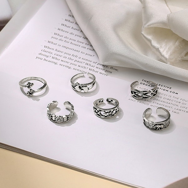 6 kpl / set Jalkarengas auki Säädettävät varvasrenkaat Wave Pattern Alloy A1